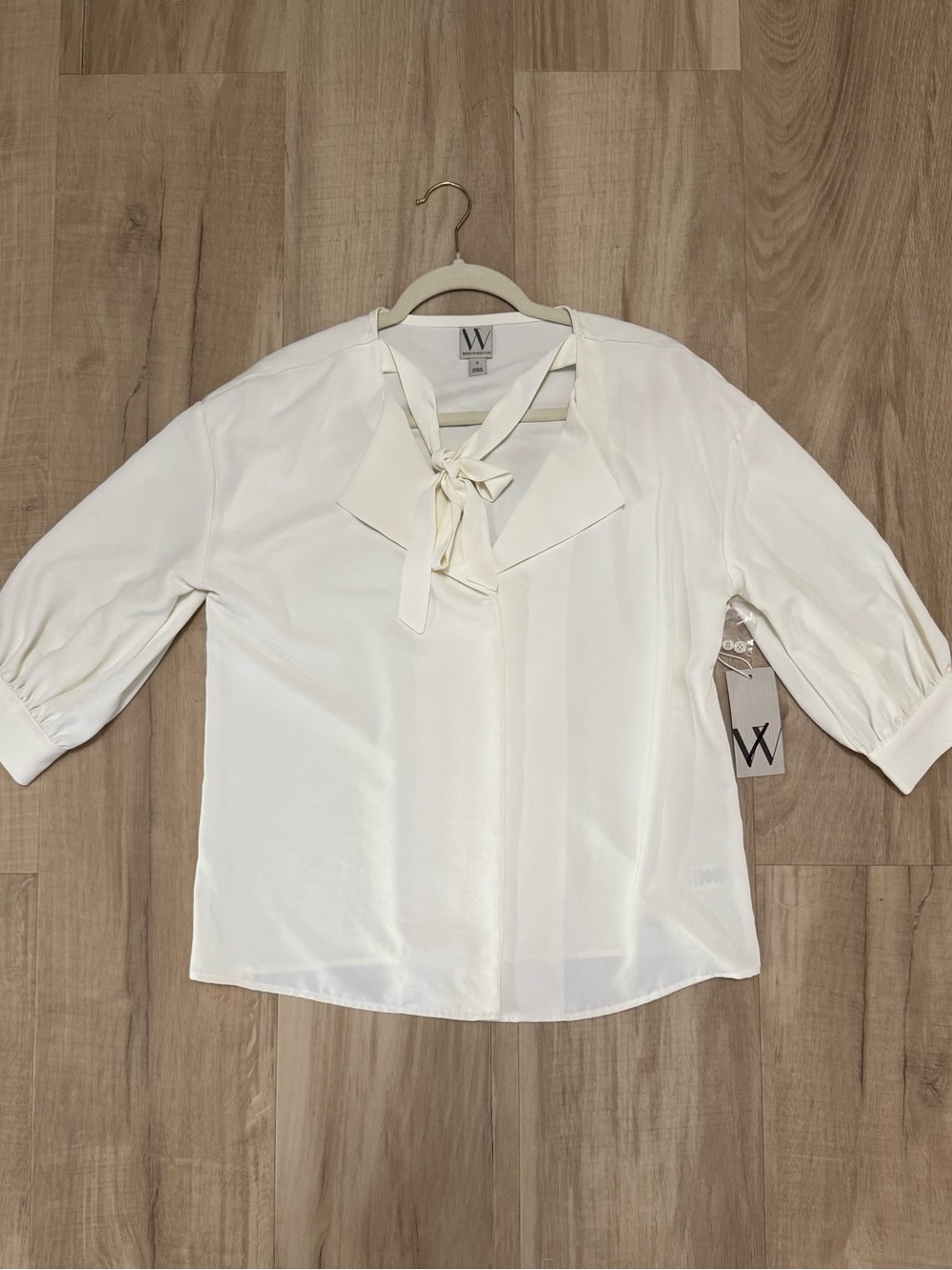Worthington Cream Bow-Tie Neck Blouse